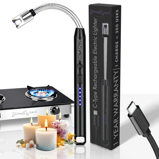 Rechargeable Electric Arc Windproof Lighter for Gas Stove, Candles, Pooja, C-Type USB, Kitchen Tools
