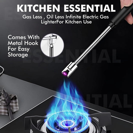 Rechargeable Electric Arc Windproof Lighter for Gas Stove, Candles, Pooja, C-Type USB, Kitchen Tools