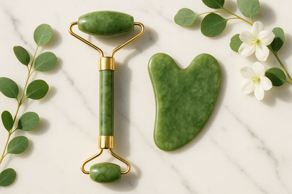 Jade Roller & Gua Sha Set – Natural Face Massager for Anti-Aging, Glowing Skin & Face Shaping 